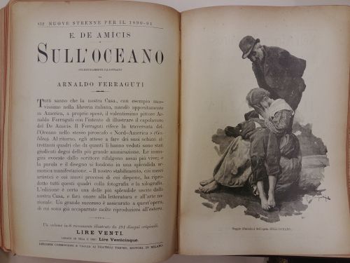 Dicembre 1890: la pubblicità di Sull’oceano di Edmondo de Amicis, pubblicato dalla casa editrice Fratelli Treves.