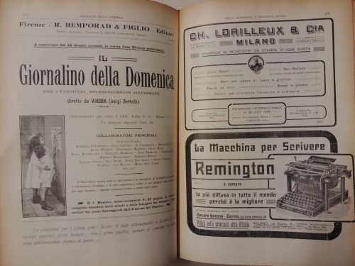 Giugno 1906: L’editore Bemporad annuncia il lancio di un nuovo settimanale pensato per i bambini: il «Giornalino della Domenica» verrà pubblicato fino al 1927 ed è considerato uno tra i periodici che hanno fatto la storia della letteratura per l’infanzia. Fondato da Vamba, ebbe contributi di famosi scrittori come De Amicis, Deledda, Capuana, Salgari, e degli illustratori più apprezzati dell’epoca.