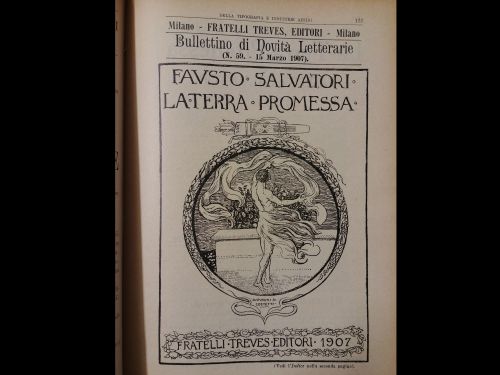 Febbraio 1907: Pubblicità del libro “La terra promessa” dell’editore Fratelli Treves.