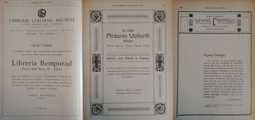 Novembre 1918-agosto 1919: Alcuni editori e librerie aprono sedi e filiali a Trieste, attirate dalle nuove prospettive commerciali.