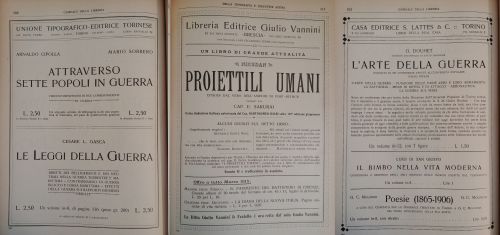 Marzo-maggio 1915: Fioriscono le pubblicazioni che parlano di guerra, in un clima in cui la posizione dell’interventismo è sempre più rilevante. A fine maggio di questo anno l’Italia entra ufficialmente in guerra.