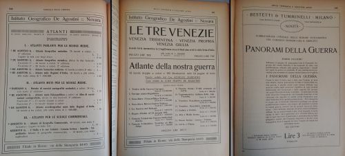 Novembre 1916: In questi anni la geografia assume un’importanza centrale nell’educazione ed è un momento d’oro per gli editori che stampano  cartine geografiche (anche tematiche e relative alla guerra), come l’Istituto Geografico De Agostini che da pochi anni si è spostato con sede fissa a Novara.