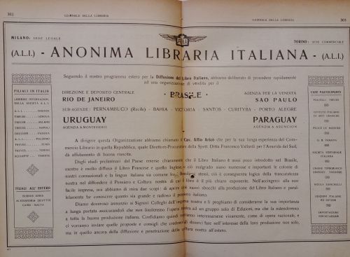 Nel 1919 un gruppo di editori tra cui Bemporad fondò la Società anonima librerie riunite (LIR), che si basava sulla promozione e la diffusione del libro. A distanza di pochi mesi, altri editori seguirono l’esempio, fondando l'Anonima libraria italiana (ALI), società consorziale per il commercio librario in Italia. Per gli editori già allora era un nodo centrale quello della diffusione del libro anche all'estero, allargando in questo caso il bacino di lettori madrelingua.