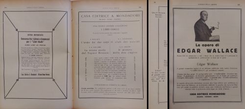 1929: Lancio di Mondadori della collana «I libri gialli», nel settembre 1929, accompagnato da un concorso a premi per i librai e commessi che venderanno più copie della collana. La collana ebbe fin da subito un successo senza precedenti.