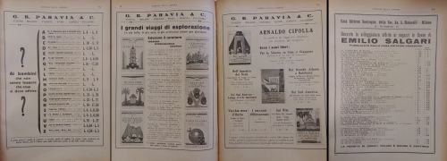 1930-31: Alcune pubblicazioni per bambini, racchiuse in collane ad hoc e biblioteche per il fanciullo. Tra i generi più promossi per l’infanzia c’è senz'altro il romanzo di avventura e dedicato ai grandi viaggi di esplorazione.