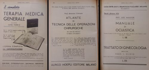 1939-42: Si assiste in questi anni di guerra a un fiorire di pubblicazioni di argomento medico.